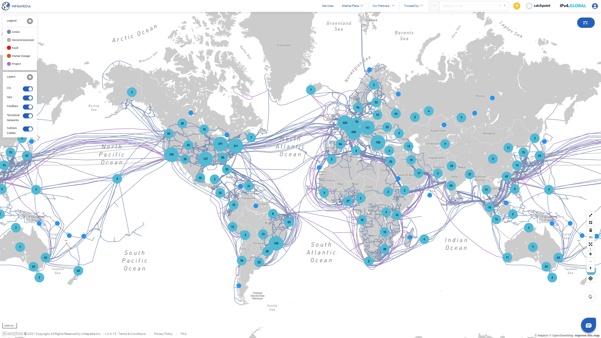 Map of the Internet's global infrastructure